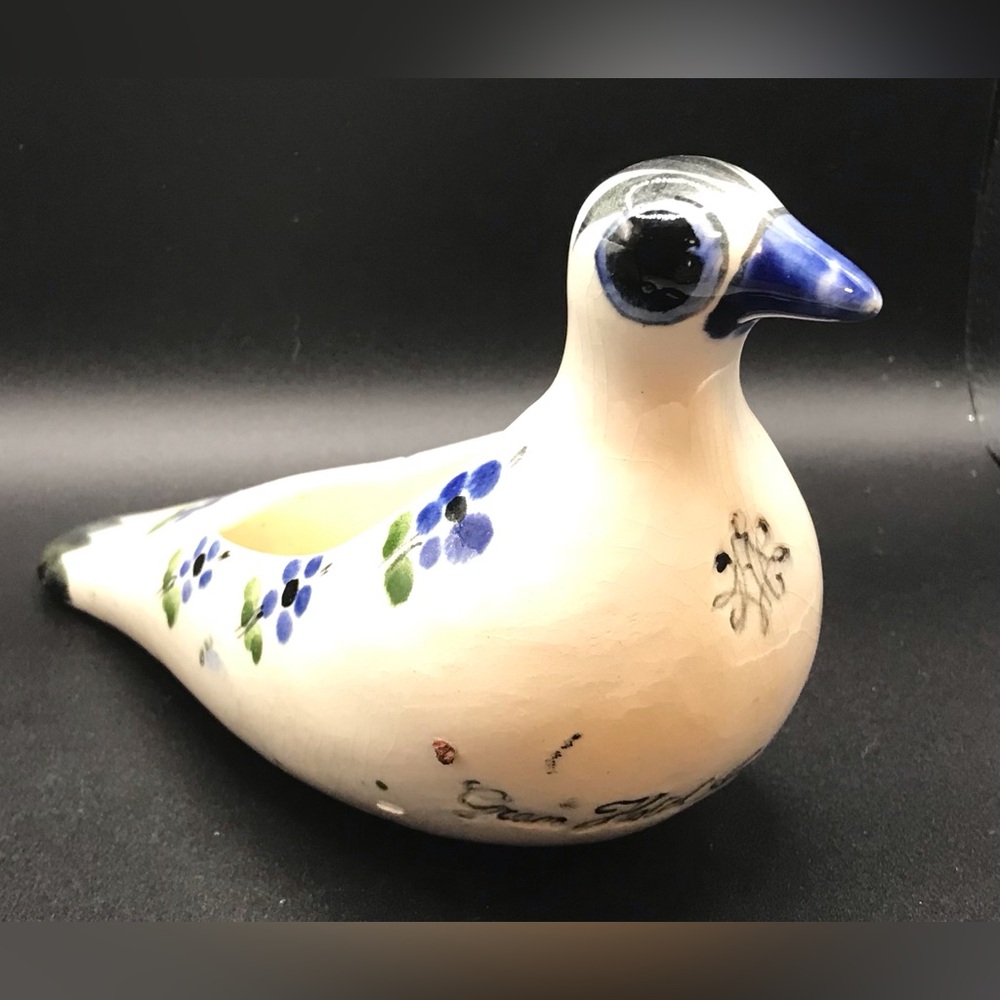 Vintage Gran Hotel Ancira Monterrey Mexican Folk Art Pottery Bird Planter